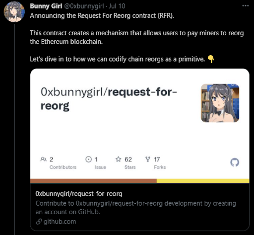 Request for reorg